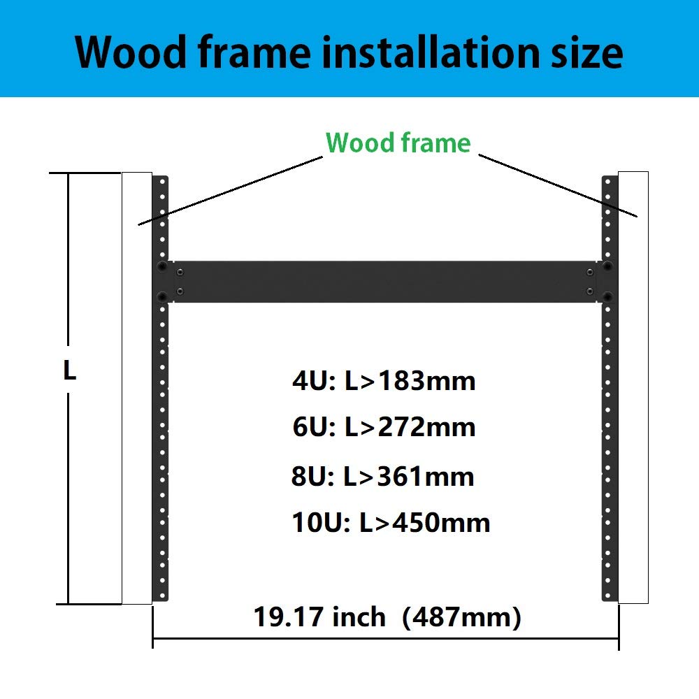 Jingchengmei 6U Steel Rack Rails Kit with Hardware - 2 Pieces (6URR)