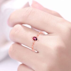 KnBoB Women Infinity Oval Shape 0.25ct Ruby Ring 18K Rose Gold Promise Wedding Engagement Bridal Anniversary Ring Size 6.5