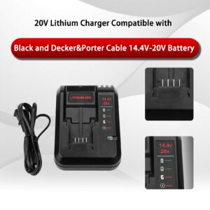 20V Lithium Battery Fast Charger Compatible with Black and Decker 20V Lithium Battery LBXR20 LBXR2020 LB2X4020 1 Pack