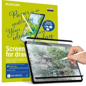 elecom detachable pencil feel screen protector, nano suction, smooth type, ipad air(10.9",2022,2020) ipad pro(11",2022,2021,2020,2018) drawing/notetaking/anti-glare (tb-apsns109-w)