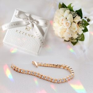 KZZENKI Mothers Day Gifts Gold Tennis Bracelets for Women Gold Bracelet 14K Plated Cubic Zirconia Bracelets for Women, Wedding Bracelets for Brides