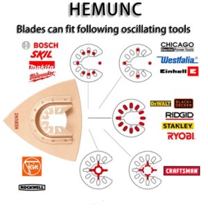 Oscillating Tool Blades, HEMUNC 5pcs Universal Triangle Carbide Oscillating Multitool Saw Blades Accessories kit Compatible with Dewalt Dremel Rockwell Makita Fein Milwaukee Bosch and more