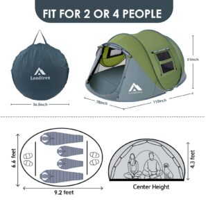 Pop Up Tents for Camping 4 Person Waterproof Pop Up Army Tents Surplus Tents Military Popup Tent Camping Easy Up Camping Tents Instant Pop Up Tent Big Green