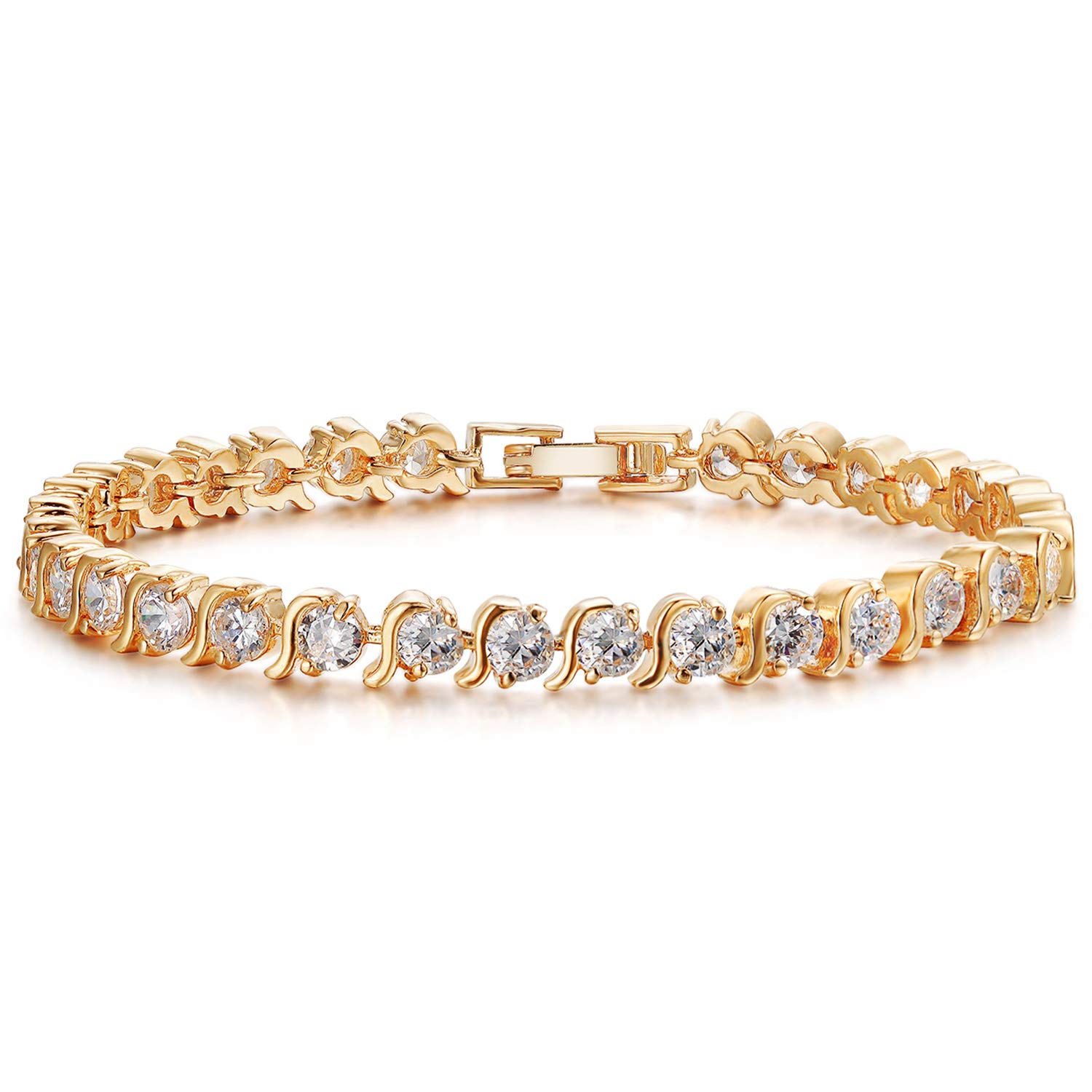 KZZENKI Mothers Day Gifts Gold Tennis Bracelets for Women Gold Bracelet 14K Plated Cubic Zirconia Bracelets for Women, Wedding Bracelets for Brides