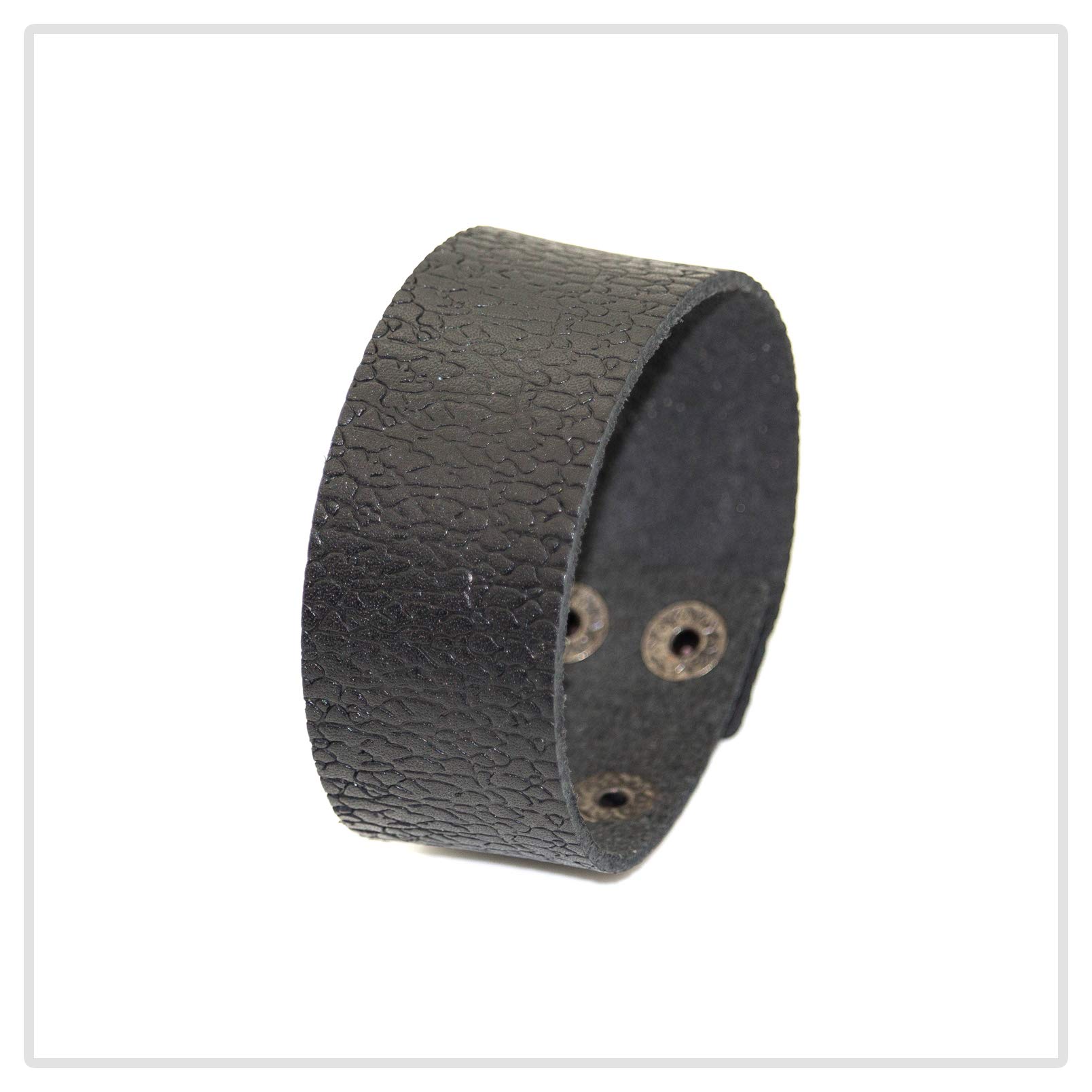 Mgutillart Punk Vintage Metal Buckle Bracelet Wide Leather Cuff Bracelet(Black)