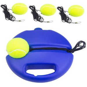 t4u888 tennis trainer rebound ball, tennis practice trainer gear tennis training equipment kit with 1 trainer base 4 elastic ropes & 4 balls for beginners, kids, adults