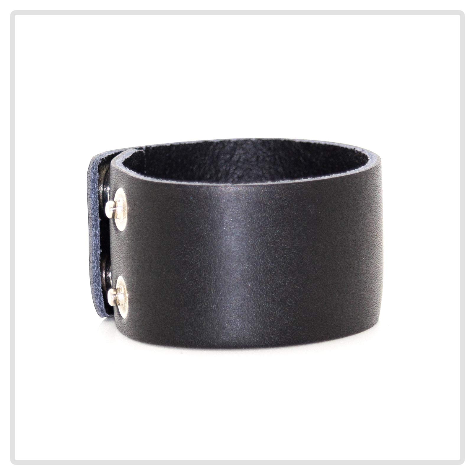 Mgutillart Punk Metal Buckle Wristband Wide Leather Cuff Bracelet(Black)