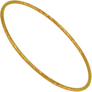 lifetime jewelry 2mm bangle bracelet 24k real gold plated for women and teen girls (2.5" medium)