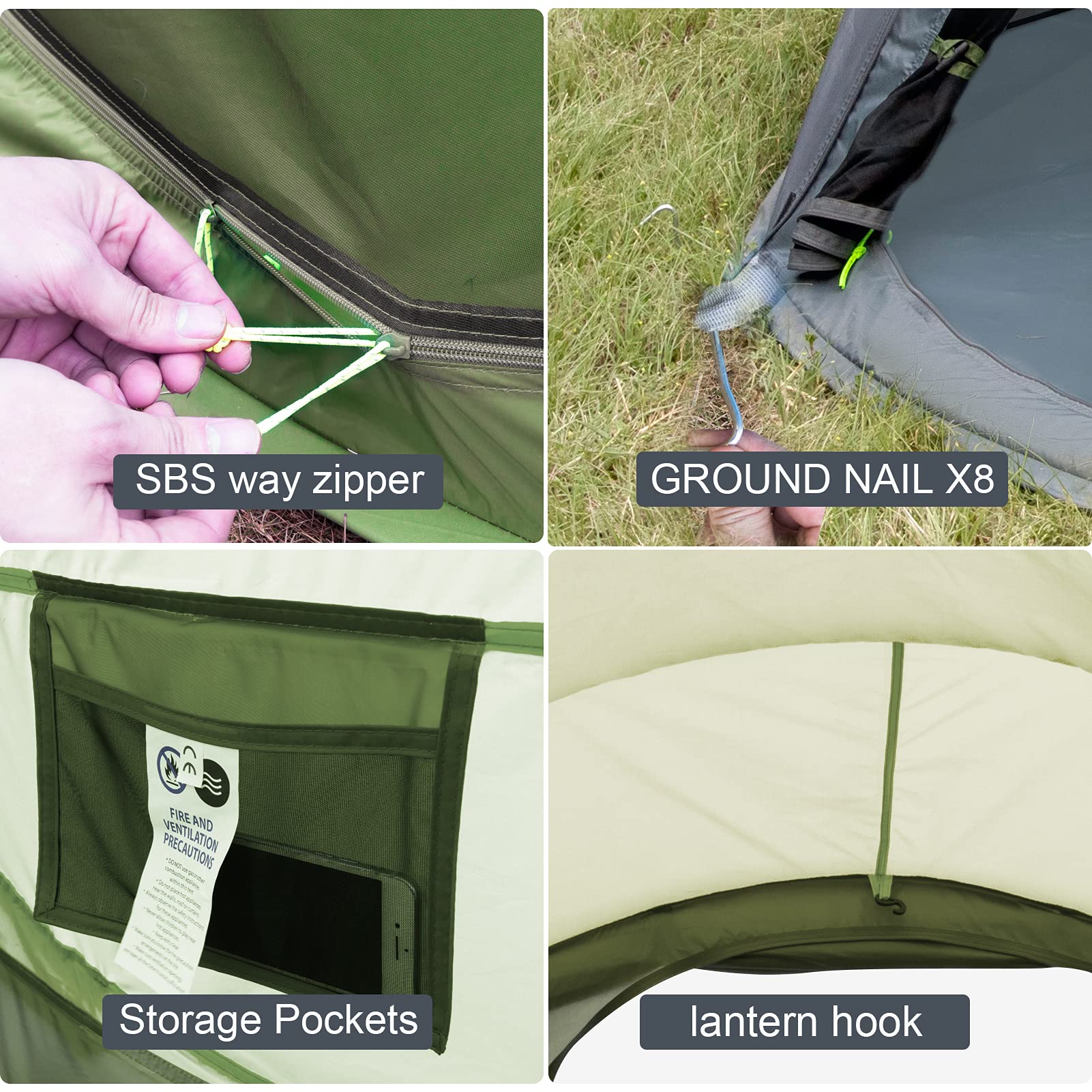 Pop Up Tents for Camping 4 Person Waterproof Pop Up Army Tents Surplus Tents Military Popup Tent Camping Easy Up Camping Tents Instant Pop Up Tent Big Green