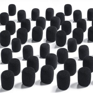 weewooday 50 pieces mini foam microphone windscreen headset mic covers foam protection for small lapel and lavalier microphones(black)