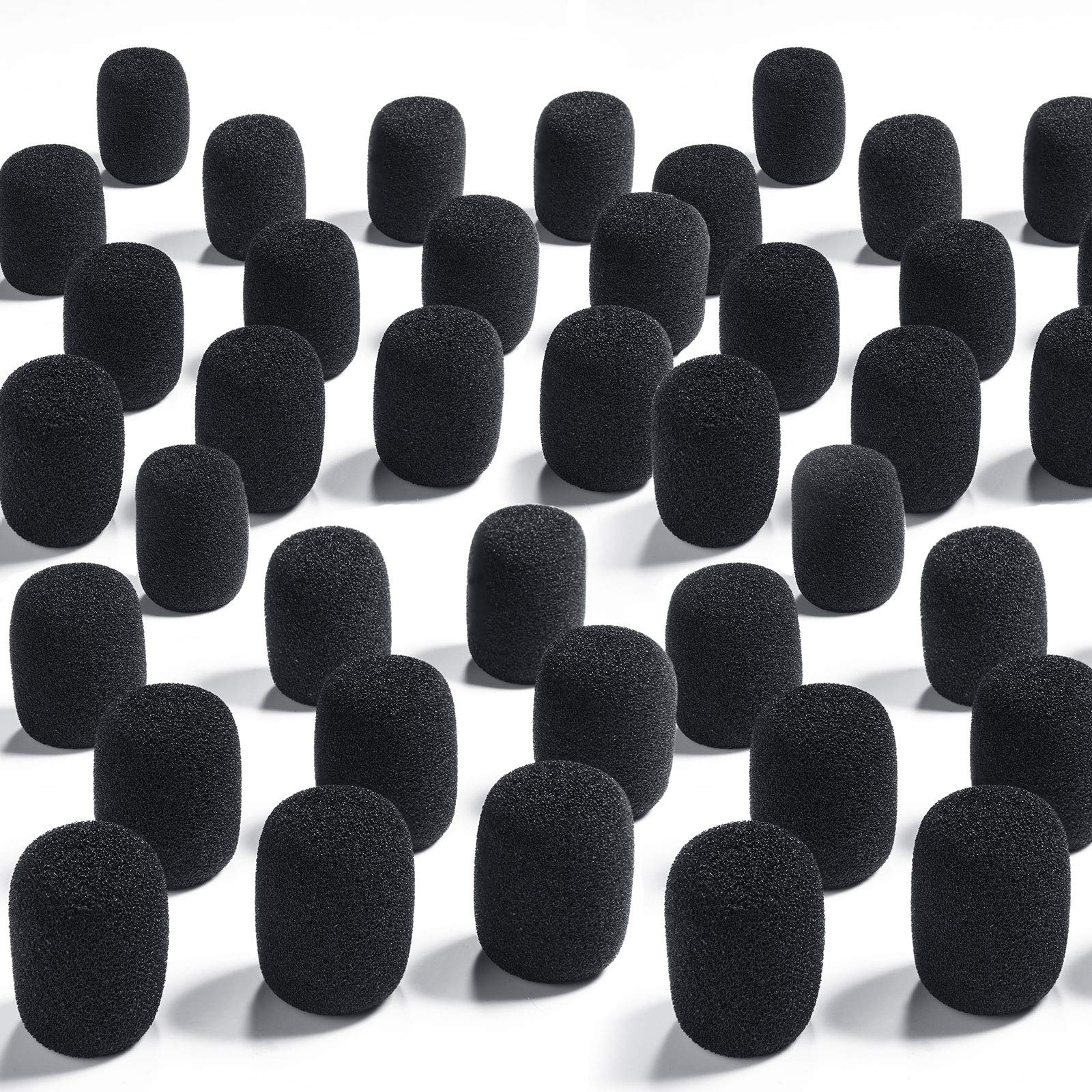 Weewooday 50 Pieces Mini Foam Microphone Windscreen Headset Mic Covers Foam Protection for Small Lapel and Lavalier Microphones(Black)