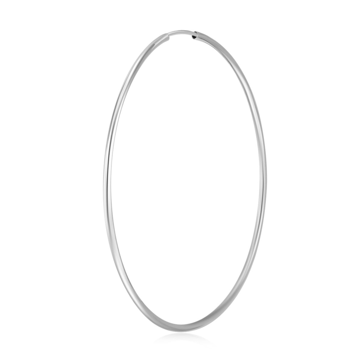 14k REAL White Gold 1.5mm Thickness Endless Hoop Earrings (55 x 55 mm)