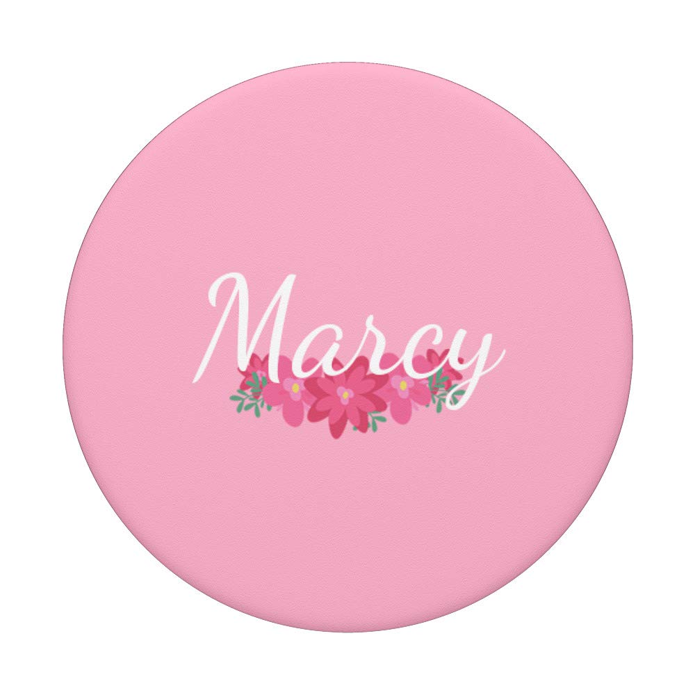 Marcy - Floral Pink Personalized First Name PopSockets PopGrip: Swappable Grip for Phones & Tablets