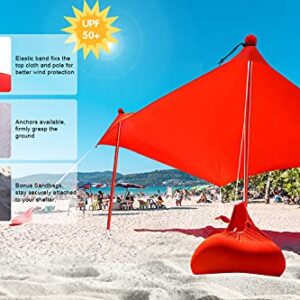 ABCCANOPY Beach Portable Sun Shelter for Beach, Camping Trips (7x7 FT, Red)