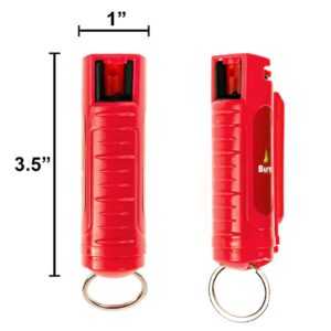 Burn Pepper Spray Keychain for Self Defense - Max Strength OC Spray - 1/2oz Molded Case Red