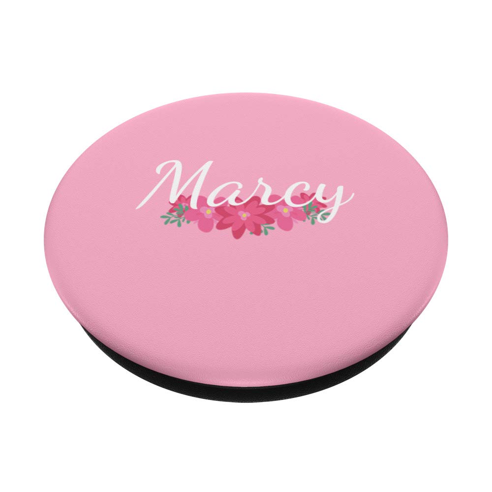 Marcy - Floral Pink Personalized First Name PopSockets PopGrip: Swappable Grip for Phones & Tablets