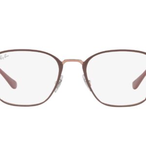 Ray-Ban RX6466 Square Prescription Eyeglass Frames, Beige On Copper/Demo Lens, 49 mm