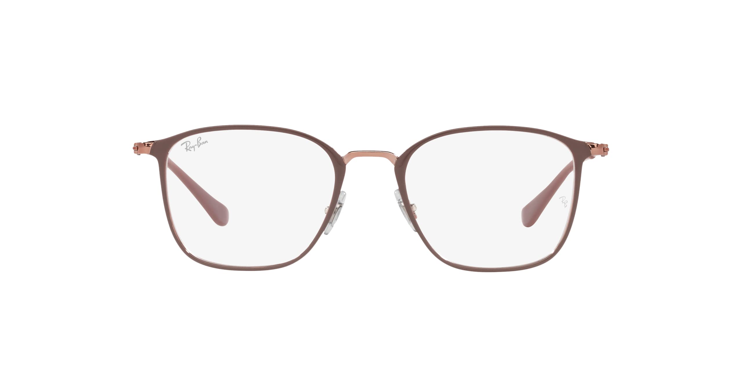 Ray-Ban RX6466 Square Prescription Eyeglass Frames, Beige On Copper/Demo Lens, 49 mm