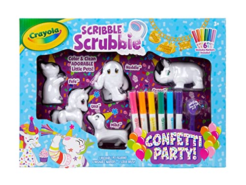 Crayola Scribble Scrubbie Toy Pet Playset, Confetti Party Pack, Coloring Toy for Kids, Gift for Ages 3, 4, 5, 6, 7