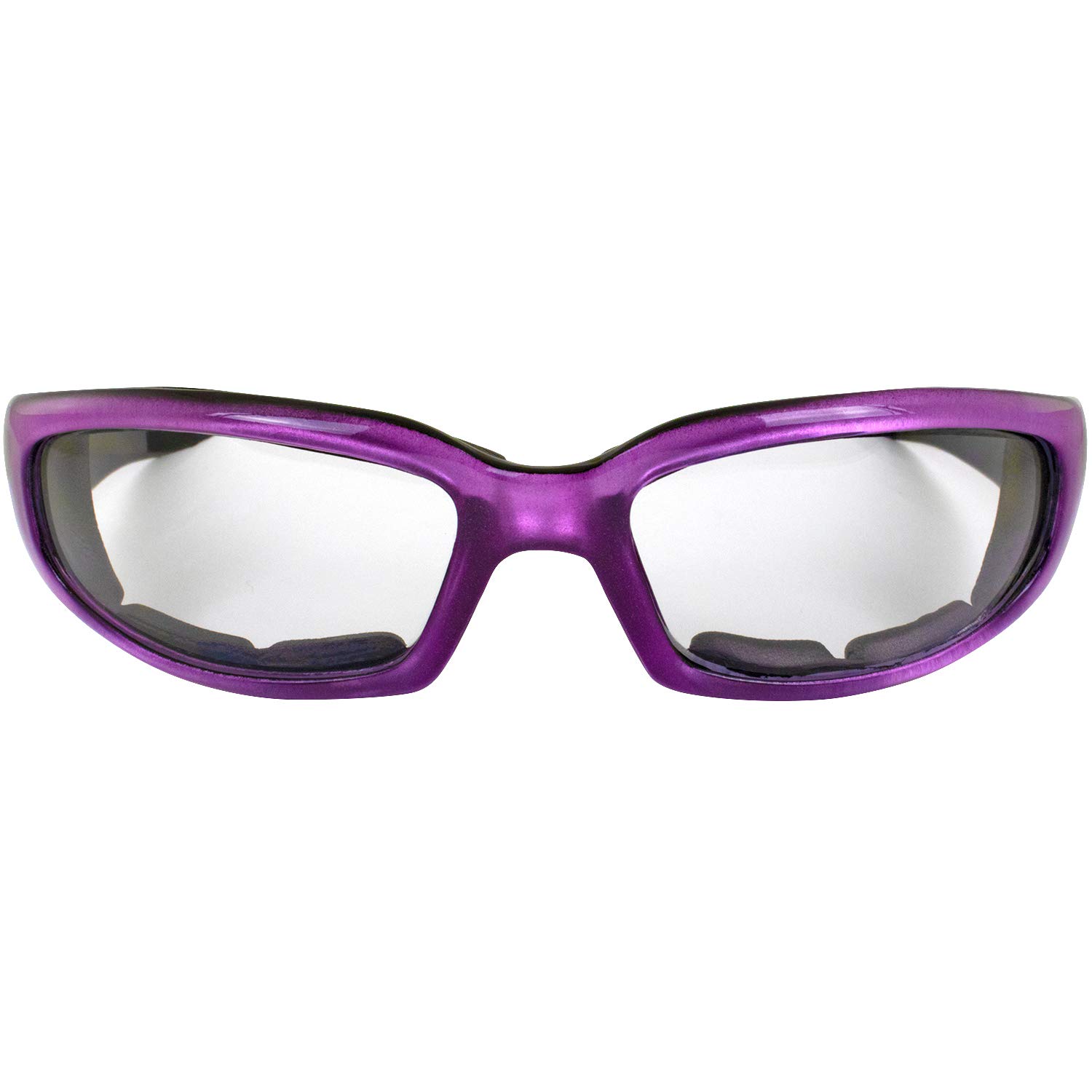 Birdz Eyewear Chill Women's Motorcycle Sunglasses Padded 2 Pairs Purple Frames Clear & Super Dark Lenses