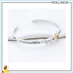 FEELMEM Cousin Gifts Cousins By Blood Sisters By Heart Friends By Choice Sunflower Bracelet Cousin Jewelry Gift for Cousin BBF Best Friend (Cousins by blood)