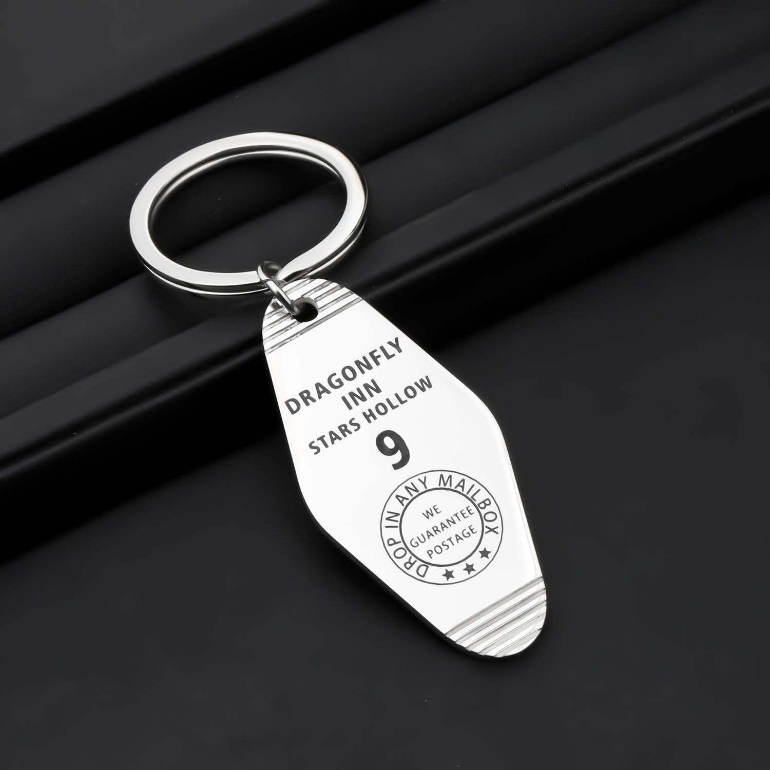 FOTAP Dragonfly Inn Key Tag Gilmore TV Show Gift Hand Stamp Keychain for Gilmore Fans (Dragonfly Inn)