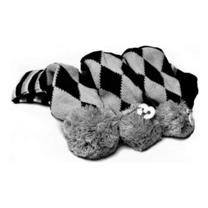 GOOACTION 3PCS Knitted Golf Head Covers 1-3-5 for Driver and Fairway Woods with Long Neck Sock Vintage Argyle Black and Dark Gray Pom Pom Golf Club Head Covers Set