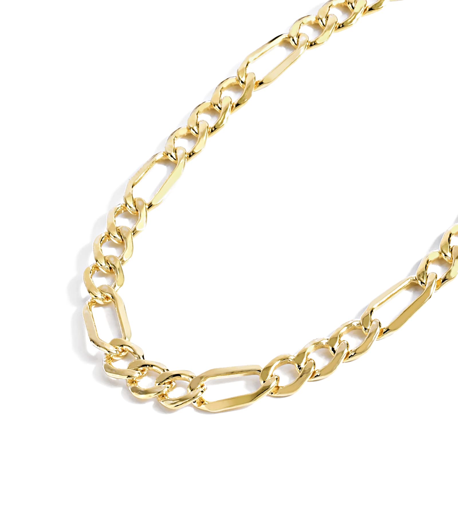 Jewelry Atelier Gold Chain Necklace Collection - 14K Solid Yellow Gold Filled Figaro Chain Necklaces for Women and Men with Different Sizes (2.8mm, 3.7mm, 4.7mm, 5.6mm)