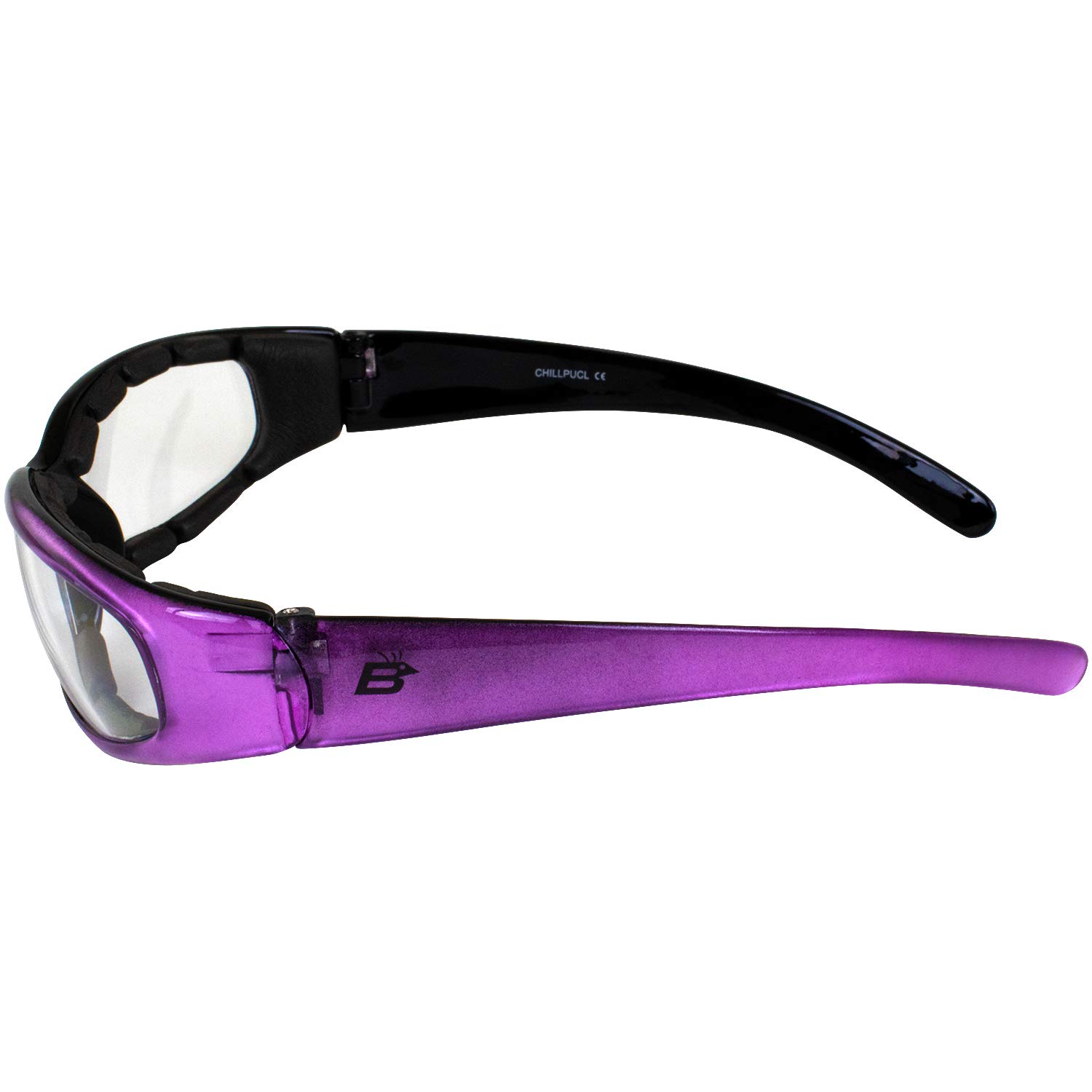 Birdz Eyewear Chill Women's Motorcycle Sunglasses Padded 2 Pairs Purple Frames Clear & Super Dark Lenses