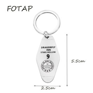 FOTAP Dragonfly Inn Key Tag Gilmore TV Show Gift Hand Stamp Keychain for Gilmore Fans (Dragonfly Inn)