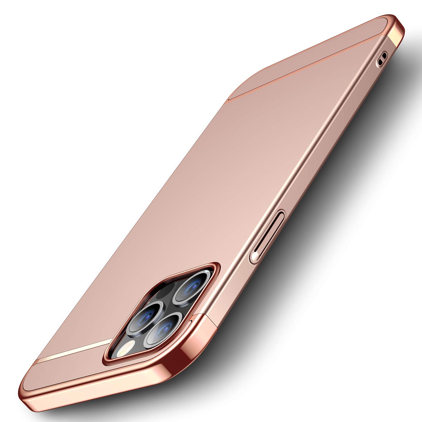 CROSYMX Slim Fit Compatible with iPhone 12 Pro Max Case with [1 x Screen Protector], Ultra Thin Hard Plastic Protective Cover Shockproof Drop Protection 5G Case(6.7 inch) 2020 - Rose Gold