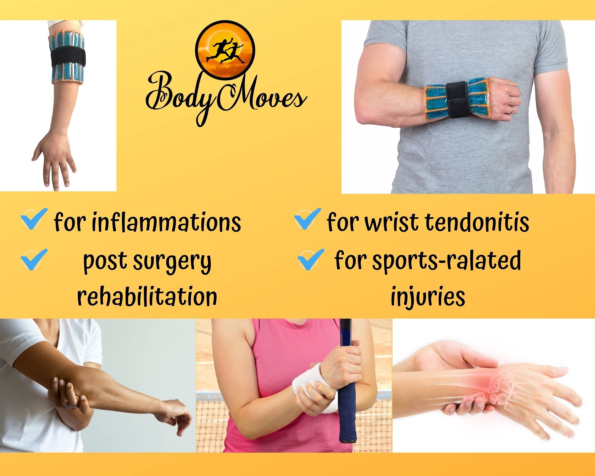 BodyMoves Reusable and adjustable Gel Pack hot and Cold Therapy for trigger mallet broken injuries pain knuckle joint fracture cryotherapy strain sprain fasciitis