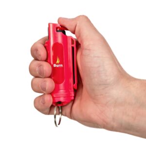 Burn Pepper Spray Keychain for Self Defense - Max Strength OC Spray - 1/2oz Molded Case Red