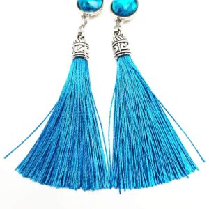 AOAODIMP Tassel Nipple Jewelry Noose Non Piercing Teardrop Nipple Rings Body Jewelry Hair Ties Accessories-blue