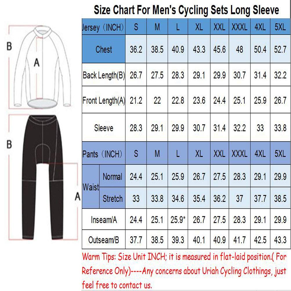 Uriah Men's Cycling Jersey and Pants Sets Long Sleeve Reflective Yellow Gold Size 5XL(CN)