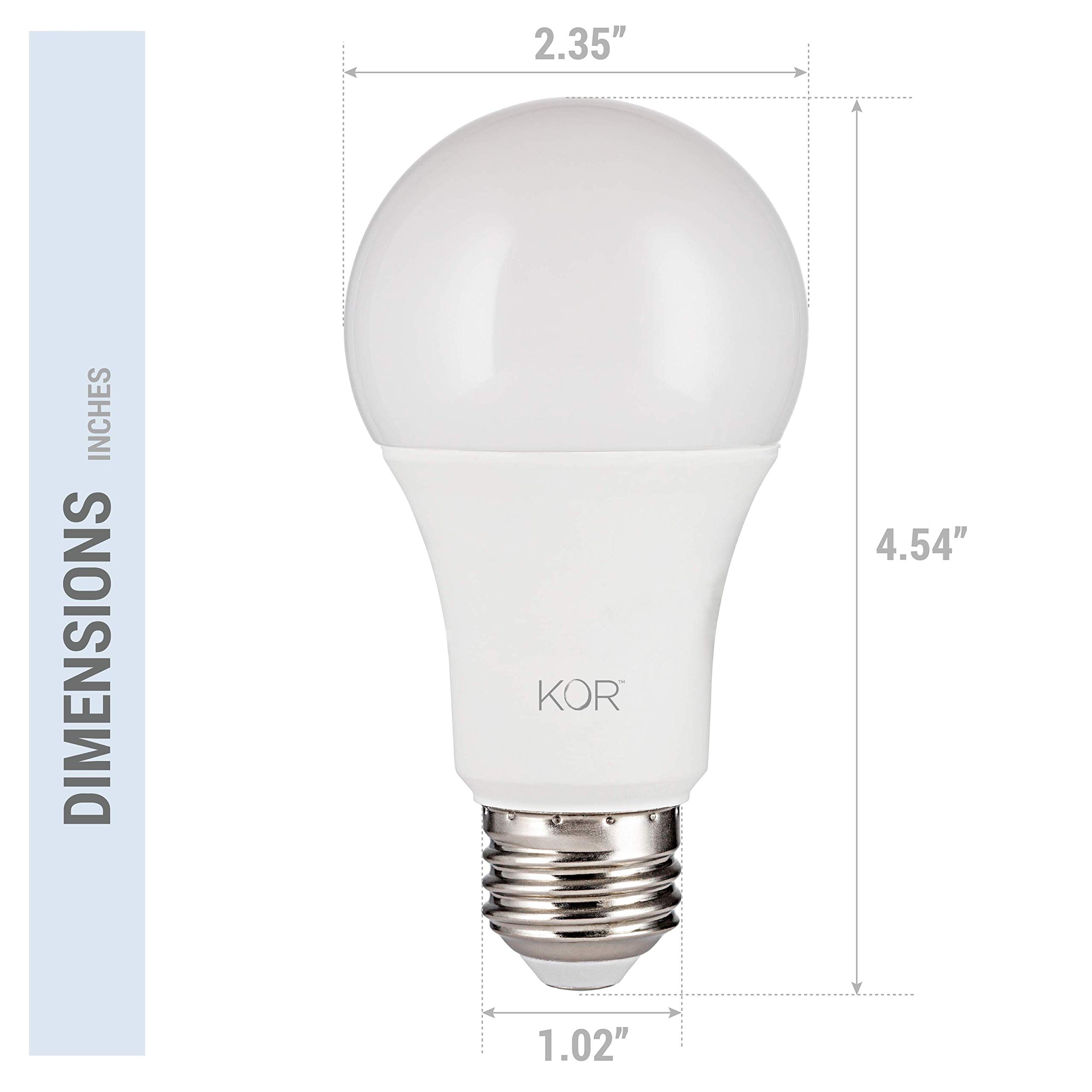 KOR LED Light Bulbs - 6 Pack of 5000K Daylight White Lightbulbs - E26 Base, A19 Size, 15W (100W Incandescent Equivalent) - Long Lasting 1500 Lumen Bright Shatter Resistant Energy Saving Light Bulbs