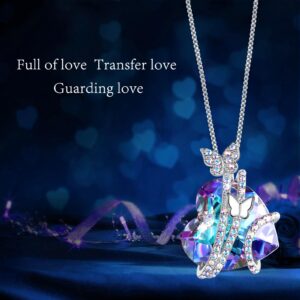 ASELFAD Butterfly Necklaces for Women with June Birthstone Crystals, Mothers Day Gifts, Anniversary Birthday Heart Jewelry for Women Mom Wife Girlfriend - Purple