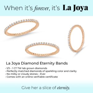 La Joya 1/2 CT TW Lab Created 10K Rose Gold Eternity Diamond Band for Women | Sparkling Anniversary Ring, Stackable Ring and Lab Grown Womens Thin Wedding Band | Ring Size 9