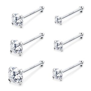 sllaiss 6 pcs 20g nose ring studs 925 sterling silver nose piercings set for women 1.5mm 1.8mm 2mm 2.5mm 2.8mm 3mm body jewelry