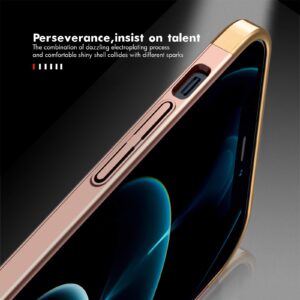 CROSYMX Slim Fit Compatible with iPhone 12 Pro Max Case with [1 x Screen Protector], Ultra Thin Hard Plastic Protective Cover Shockproof Drop Protection 5G Case(6.7 inch) 2020 - Rose Gold