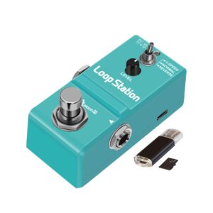 Amuzik Looper Guitar Pedal for Electric Guitar Loop Station Pedal Unlimited Overdubs 10 Minutes of Looping, 1/2 time, and Reverse, built-in SD Card for memory with 3 Modes Mini Size