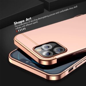 CROSYMX Slim Fit Compatible with iPhone 12 Pro Max Case with [1 x Screen Protector], Ultra Thin Hard Plastic Protective Cover Shockproof Drop Protection 5G Case(6.7 inch) 2020 - Rose Gold