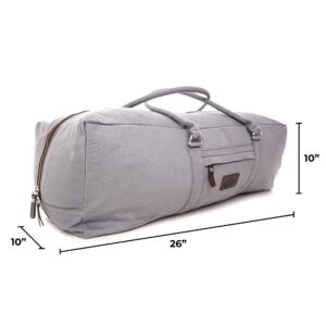 Mount Adams XL Yoga Mat Bag, 26" x 10" x 10", Extra Large Yoga Mat Carrier, Fitness Bag for Exercise Mat, Block, Straps, and Blanket, Canvas Gym Duffle Bag for Workout Accessories, Gray