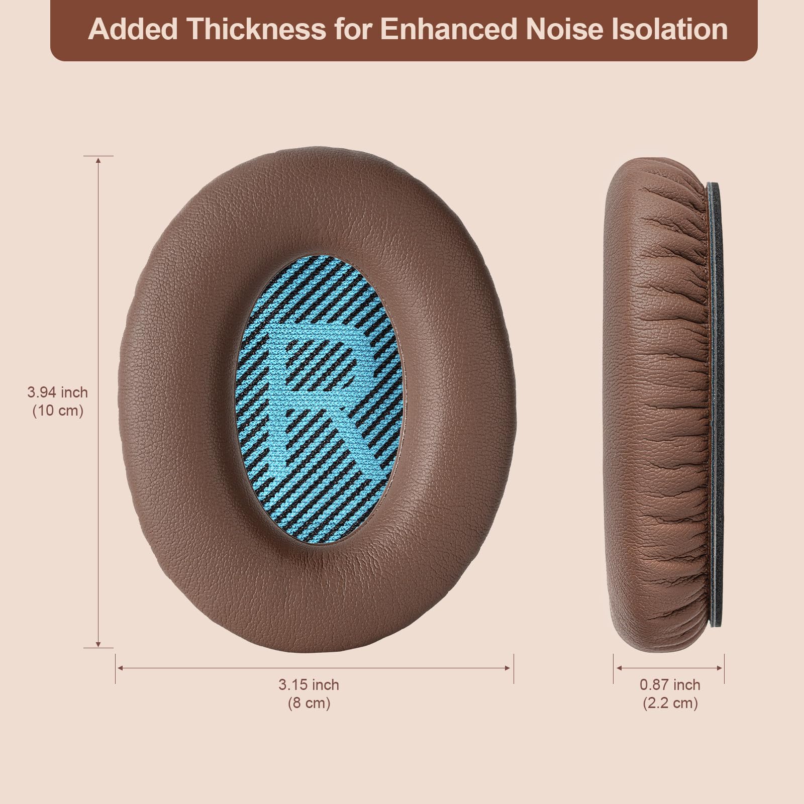 Aurivor Replacement Ear-Pads Cushions for Bose QuietComfort (QC) 35 35ii 25 15 2 and More Headphones, Upgraded Covers with Soft Protein Leather, Reinforced Sealing, Optimized Memory Foam (Coffee)