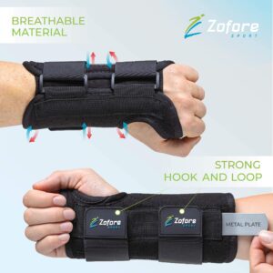 ZOFORE SPORT Carpal Tunnel Wrist Brace Support with 2 Straps and Metal Splint Stabilizer - Helps Relieve Tendinitis Arthritis Carpal Tunnel Pain - Reduces Recovery Time for Men Women - Left (L/XL)