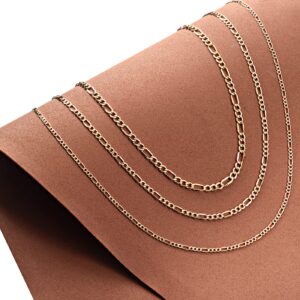 Jewelry Atelier Gold Chain Necklace Collection - 14K Solid Yellow Gold Filled Figaro Chain Necklaces for Women and Men with Different Sizes (2.8mm, 3.7mm, 4.7mm, 5.6mm)