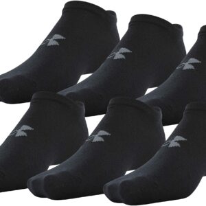 Under Armour Adult Essential Lite No Show Socks, 6-Pairs, Black, Large