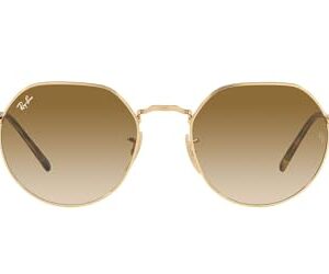 Ray-Ban RB3565 Jack Round Sunglasses, Gold/Clear Gradient Brown, 53 mm