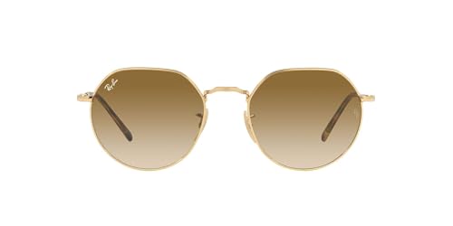 Ray-Ban RB3565 Jack Round Sunglasses, Gold/Clear Gradient Brown, 53 mm