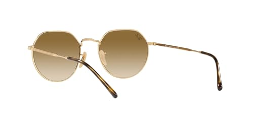 Ray-Ban RB3565 Jack Round Sunglasses, Gold/Clear Gradient Brown, 53 mm